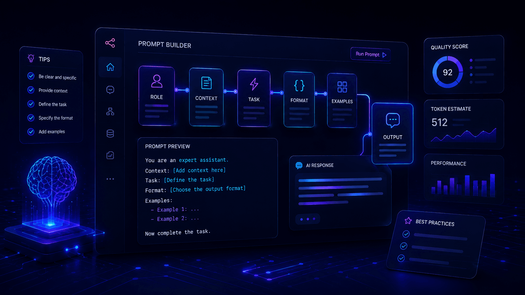 Prompt engineering for beginners AI prompt workflow dashboard