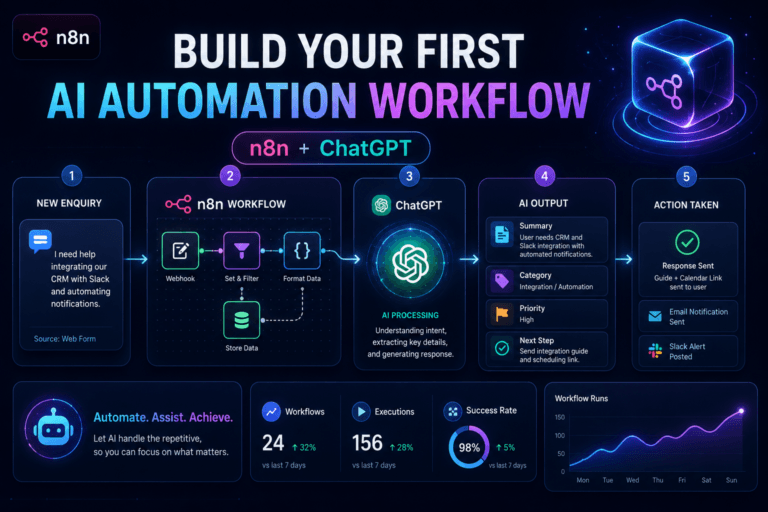 AI automation workflow with n8n and ChatGPT dashboard